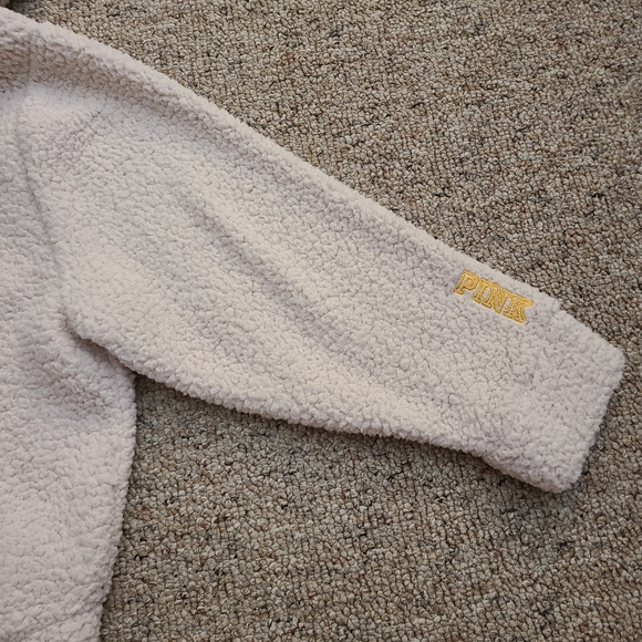 Victoria's Secret PINK Army Zip Up Sherpa Size Large - Picture 3 of 14